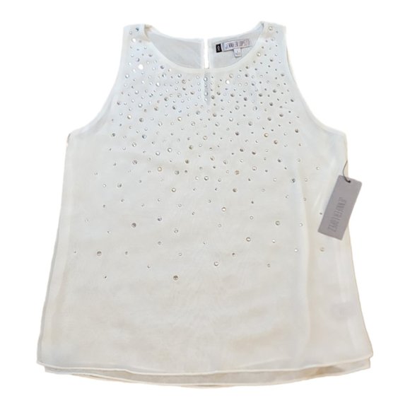 NWT Women's Jennifer Lopez White Blouse w/Rhinestone Accents Size: Small - Picture 2 of 12